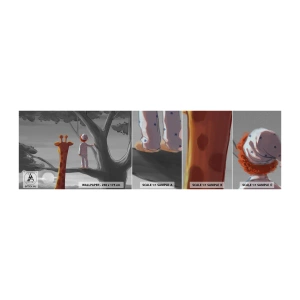 Fototapetenmuster Standard Eco - Das passiert wirklich - Giraffe, Kinder, Traum - 100x30 cm