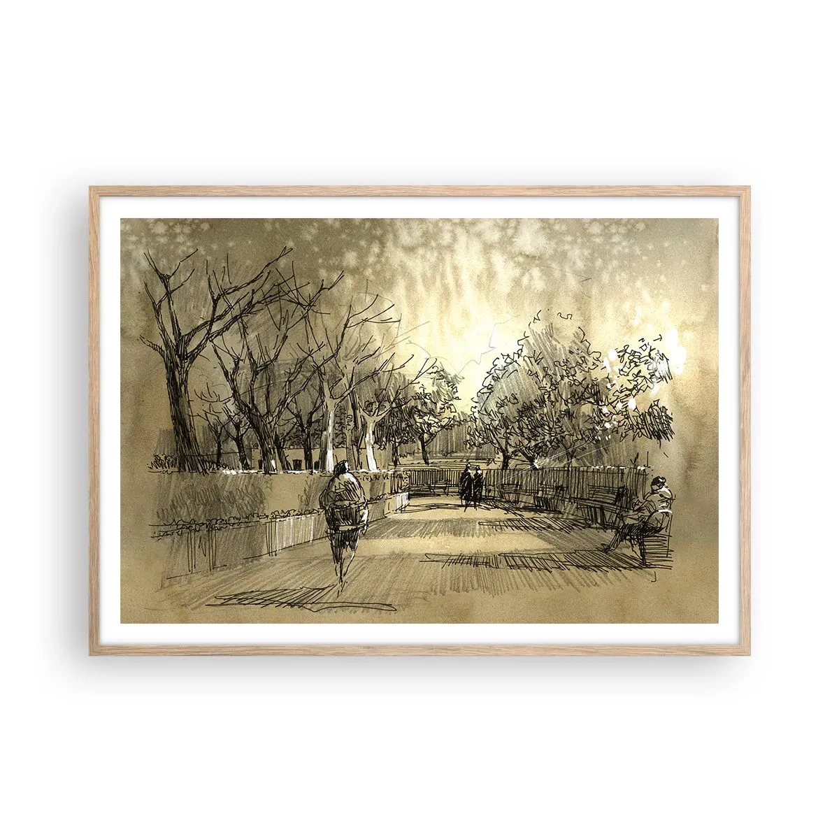 Poster in einem Rahmen aus heller Eiche - Ein Moment mit einer Feder angehalten - 100x70 cm