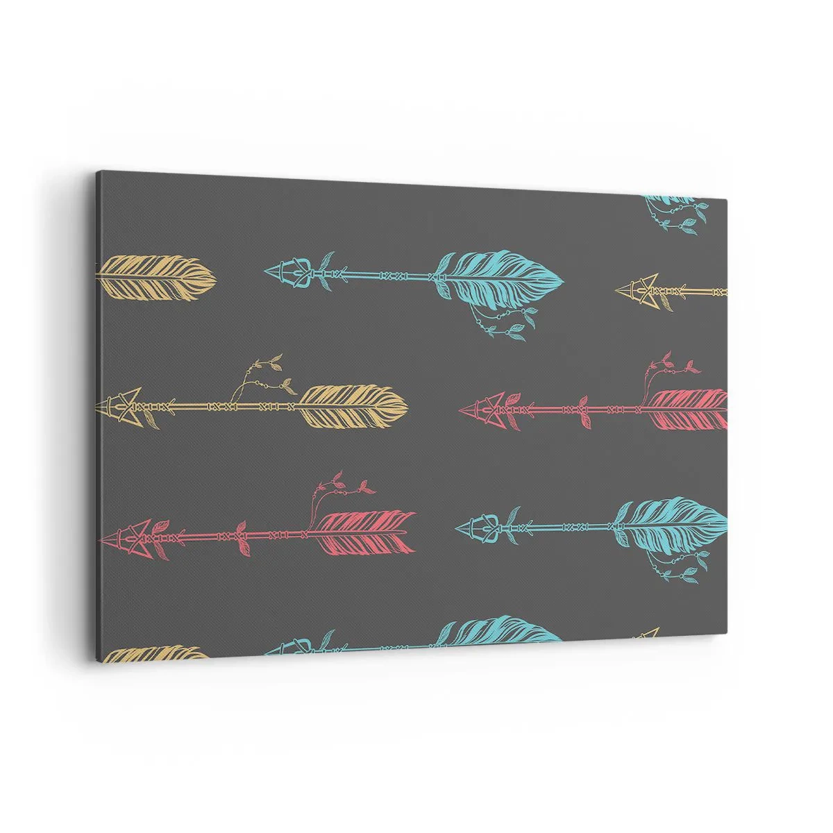 Bild auf Leinwand - Leinwandbild - Stilisiertes Pfeilmuster in Pastellfarben auf dunklem Hintergrund - 100x70cm - In der Verordnung - Moderne Wanddekoration für Wohnzimmer und Schlafzimmer ARTTOR