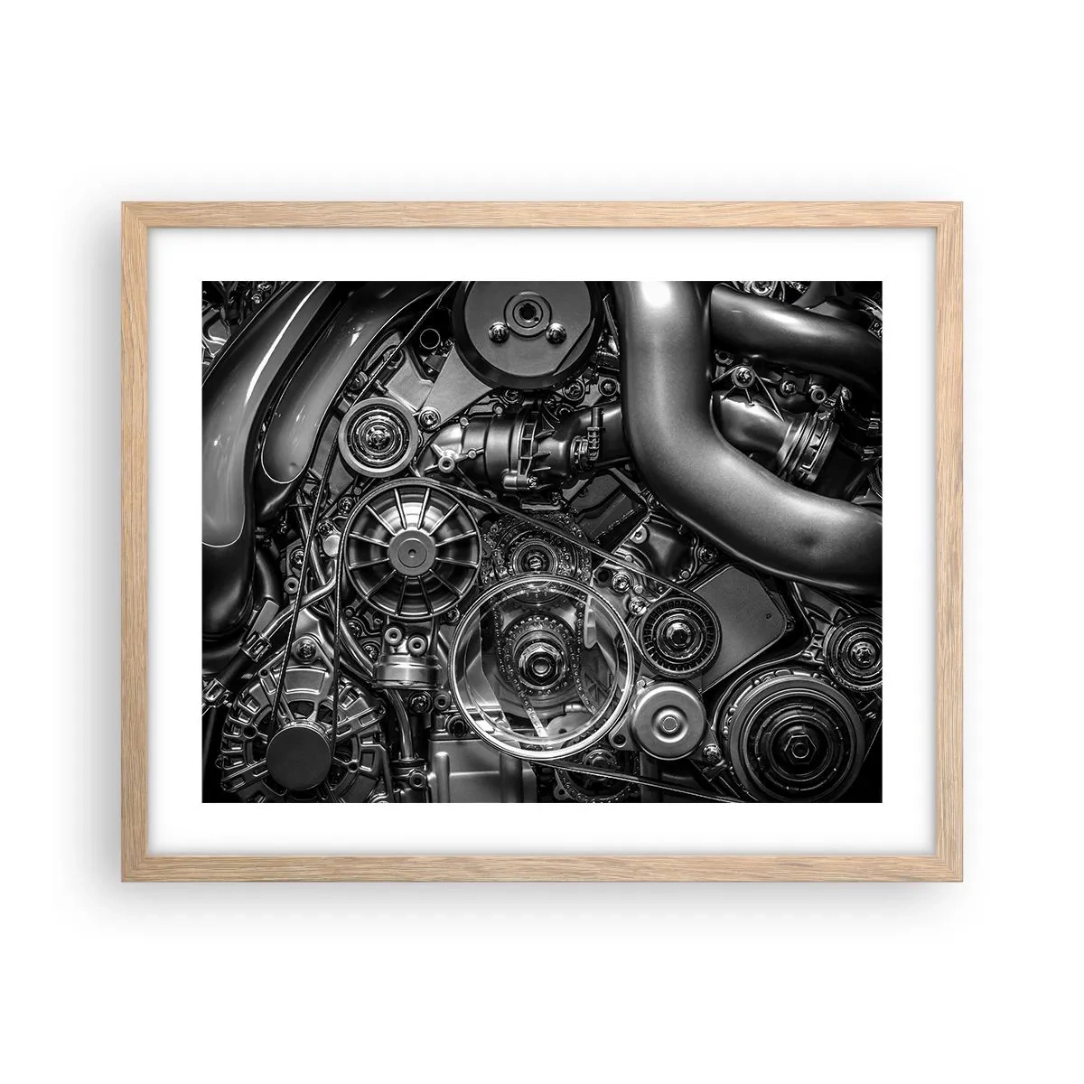 Poster in einem Rahmen aus heller Eiche - Die Poesie der Mechanik - 50x40 cm