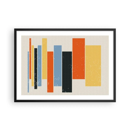 Poster in einem schwarzem Rahmen - Bunte Rechtecke in moderner Anordnung - 70x50cm - Musiknotation - Moderne Wanddekoration für Wohnzimmer und Schlafzimmer ARTTOR