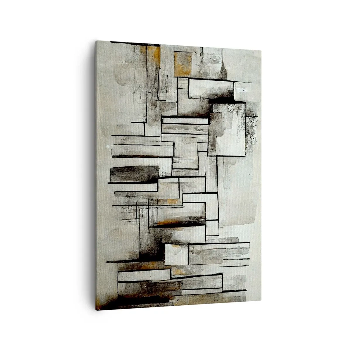 Bild auf Leinwand - Leinwandbild - Abstrakte Rechtecke in Grau- und Schwarztönen - 70x100cm - Kraft der Einfachheit - Moderne Wanddekoration für Wohnzimmer und Schlafzimmer ARTTOR