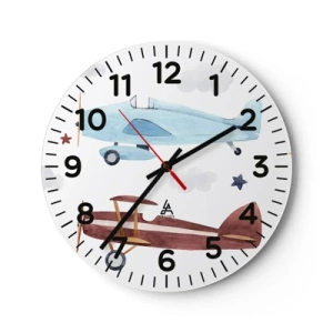 Wanduhr - Glasuhr - Wir warten, Herr Pilot! - 30x30 cm
