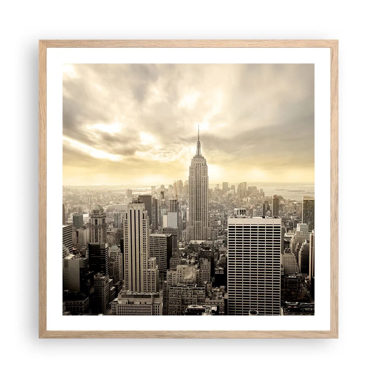 Poster in einem Rahmen aus heller Eiche - New York aus Grau - 60x60 cm