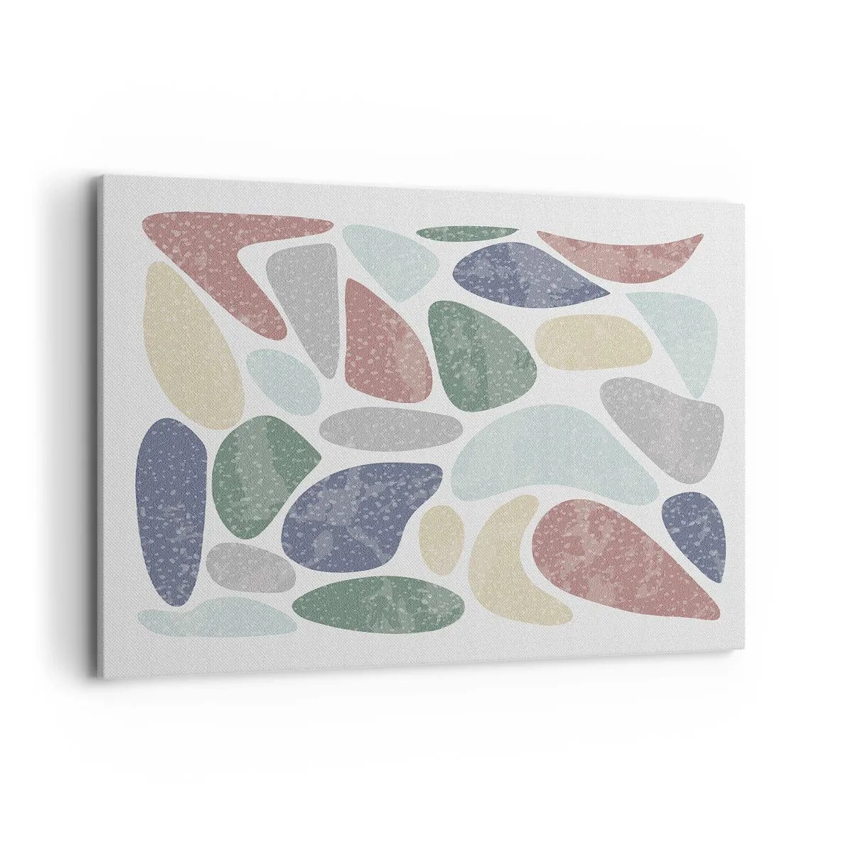 Bild auf Leinwand - Leinwandbild - Bunte organische Formen auf weißem Hintergrund - 100x70cm - Mosaik aus pulverförmigen Farben - Moderne Wanddekoration für Wohnzimmer und Schlafzimmer ARTTOR