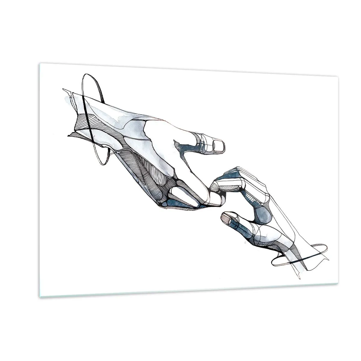 Glasbild - Bild auf glas - Künstlerische Darstellung zweier Hände im abstrakten Stil - 120x80cm - Eine gute Geste - Moderne Wanddekoration für Wohnzimmer und Schlafzimmer ARTTOR