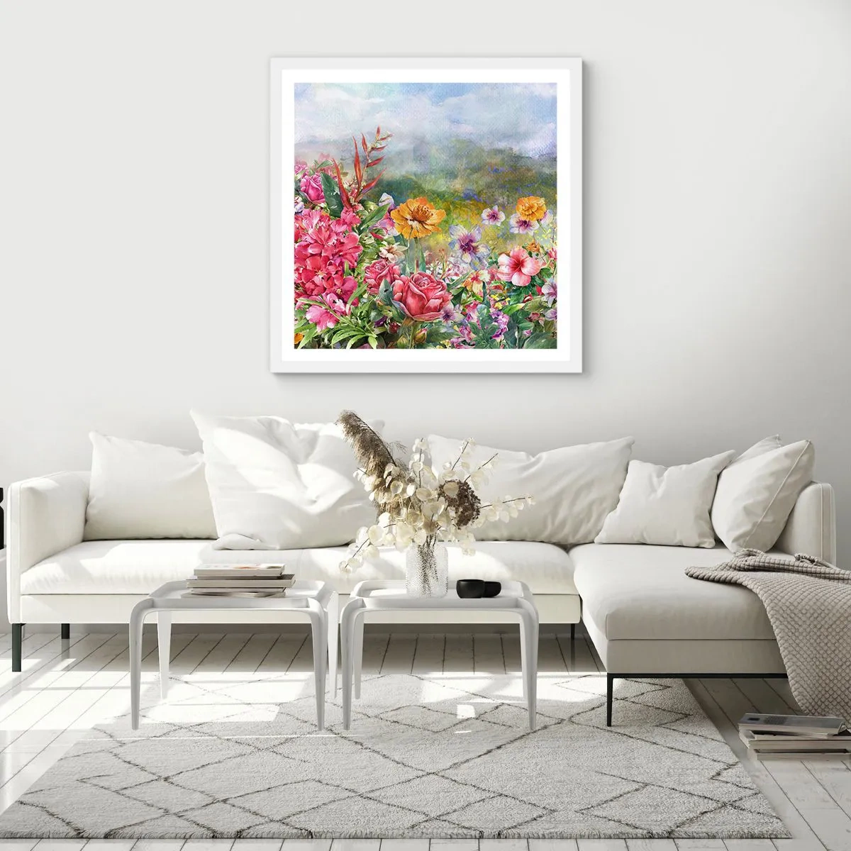 Poster in einem weißen Rahmen - Ein Garten, der verrückt geworden ist - 30x30 cm