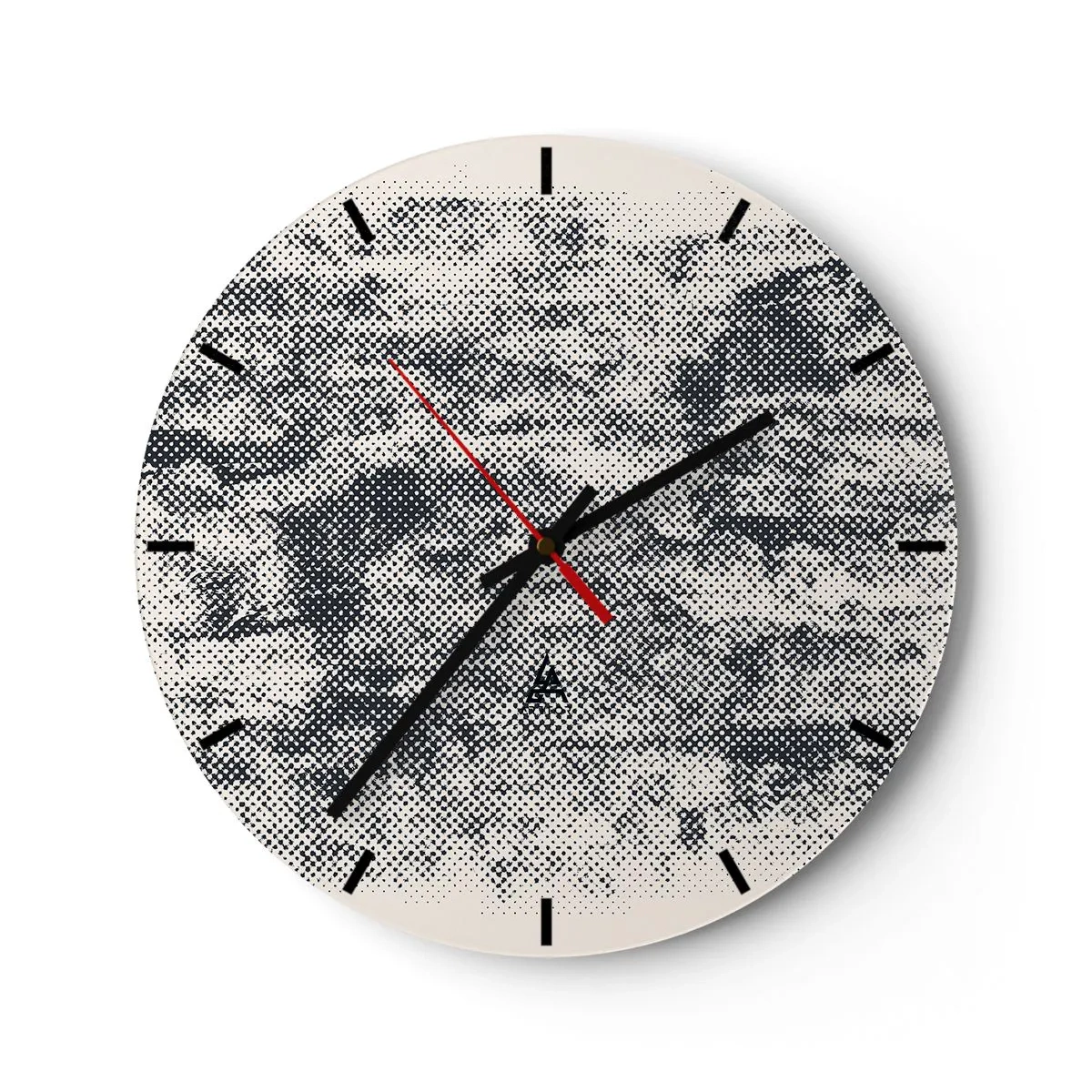Wanduhr - Glasuhr - Schwarz-Weiß-Textur mit Raster-Mesh-Effekt - 30x30cm - Nebelige Komposition - Moderne Wanddekoration für Wohnzimmer, Küche und Schlafzimmer ARTTOR