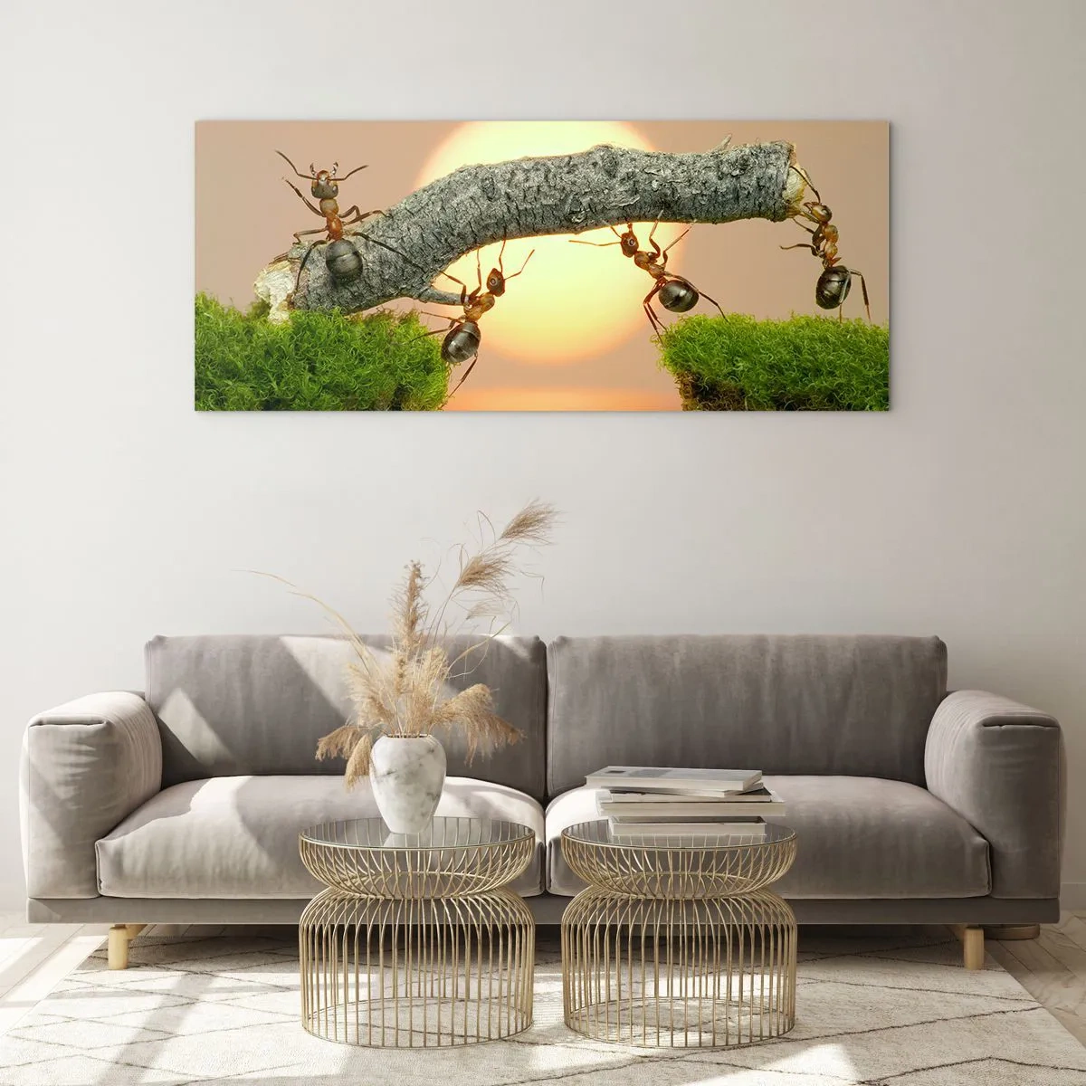 Glasbild - Bild auf glas - Glücklich, zusammen arbeiten - 100x40 cm