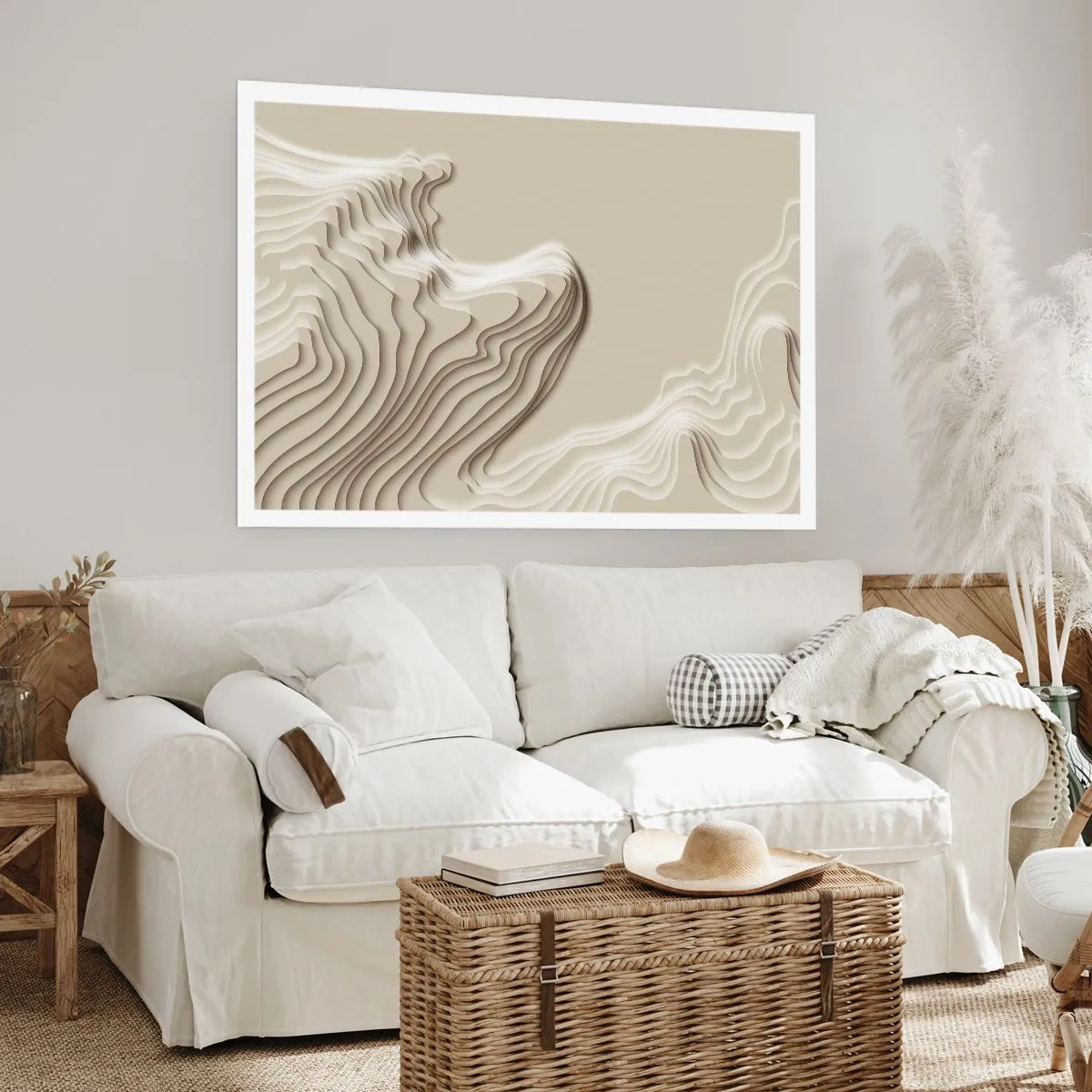 Poster - Ein abstraktes Muster in Beigetönen mit linearer Wirkung. - 100x70cm - Topographie der Kunst - Moderne Wanddekoration für Wohnzimmer und Schlafzimmer ARTTOR