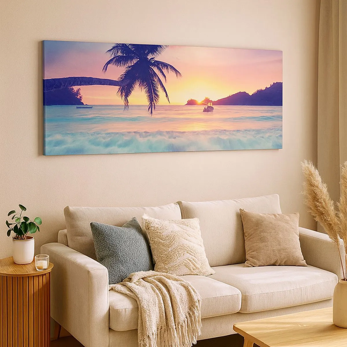 Bild auf Leinwand - Leinwandbild - Ein Abend in der Bucht - 100x40 cm