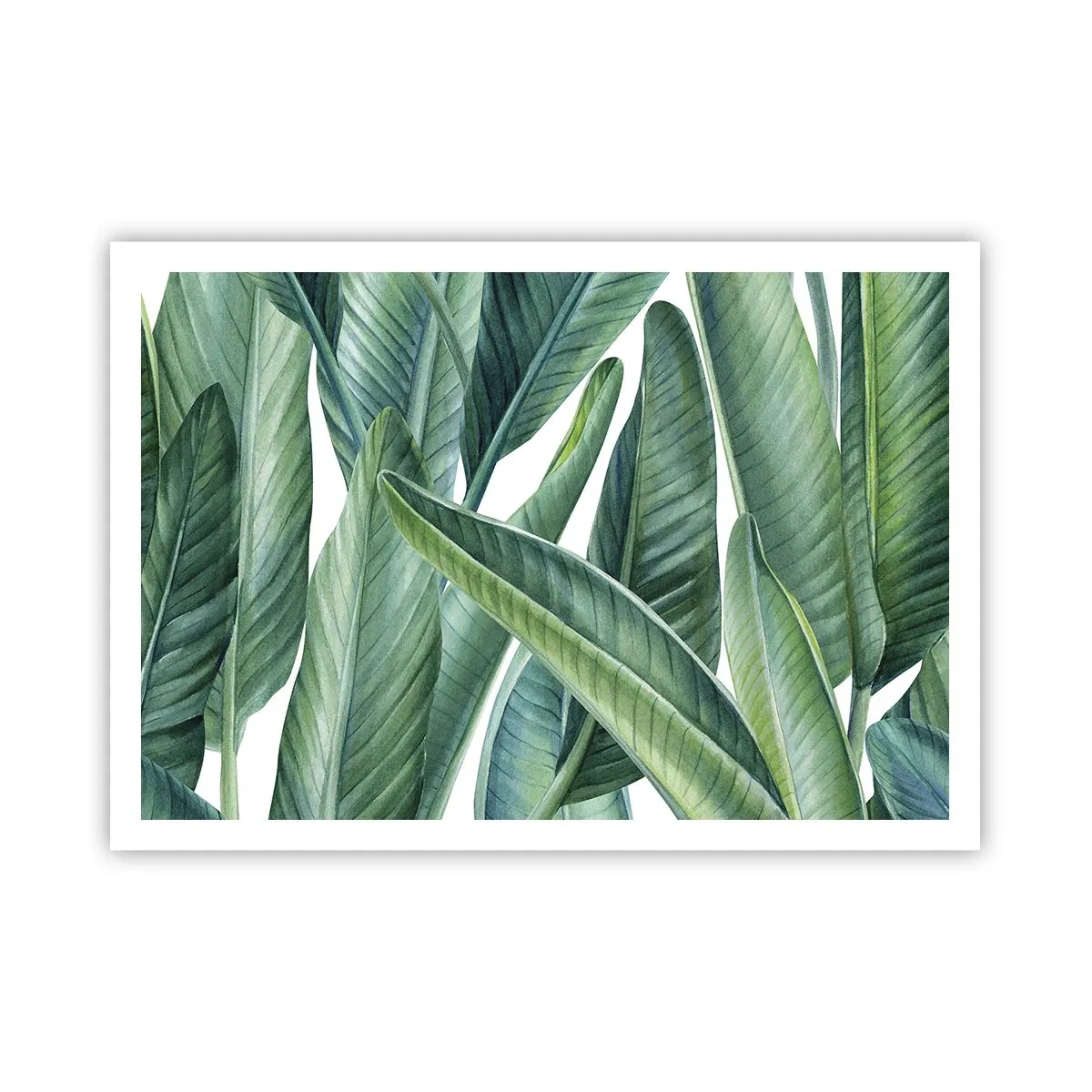 Poster - Grüne Blätter im minimalistischen, botanischen Stil - 100x70cm - An und für sich Grün - Moderne Wanddekoration für Wohnzimmer und Schlafzimmer ARTTOR