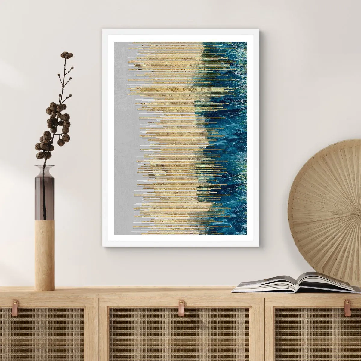 Poster in einem weißen Rahmen - Vergoldete Grenze - 40x50 cm