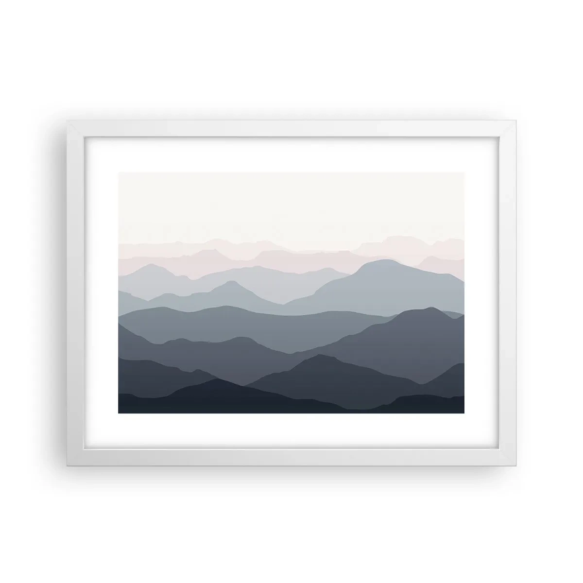 Poster in einem weißen Rahmen - Wellen der Berge - 40x30 cm
