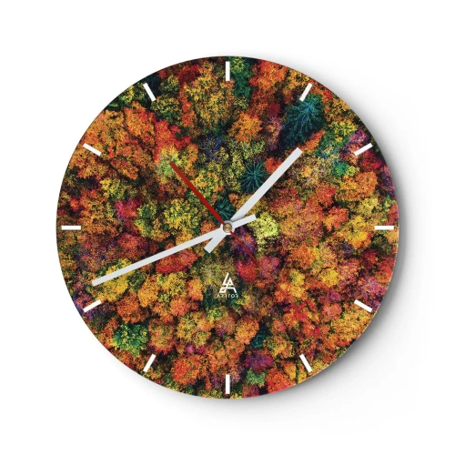 Wanduhr - Glasuhr - Blumenstrauß aus Herbstbäumen - 40x40 cm