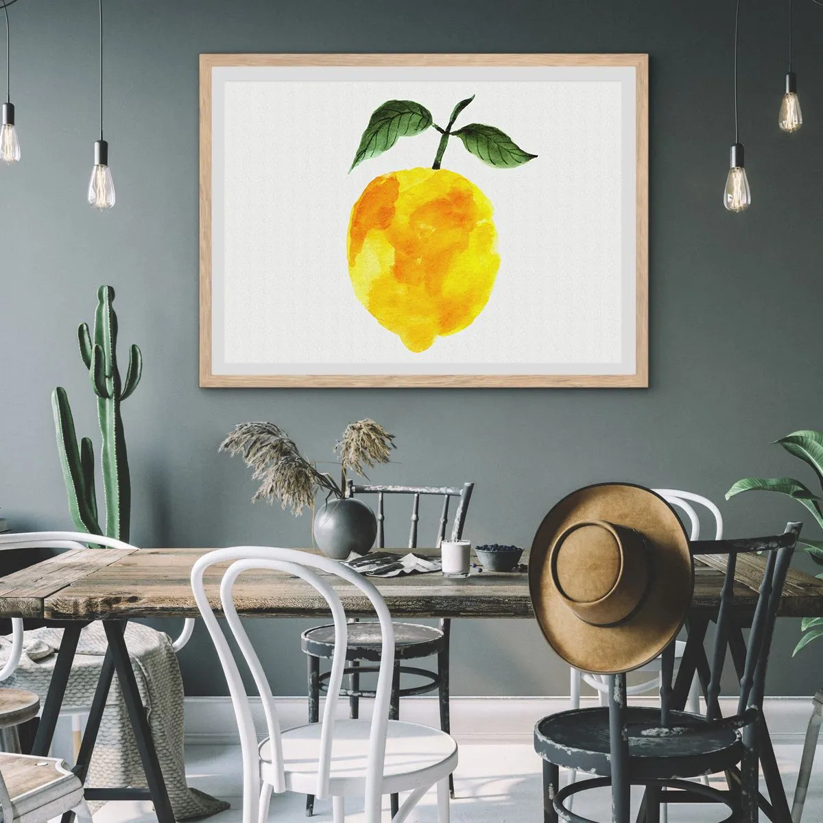 Poster in einem Rahmen aus heller Eiche - So schmeckt man die Sonne - 50x40 cm