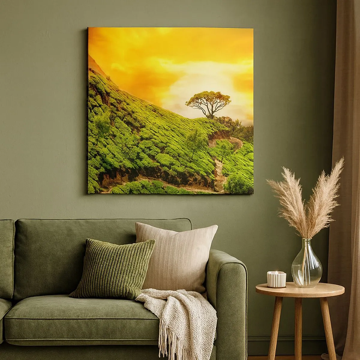 Bild auf Leinwand - Leinwandbild - Ein gewundener Weg, ein grüner Hang - 30x30 cm