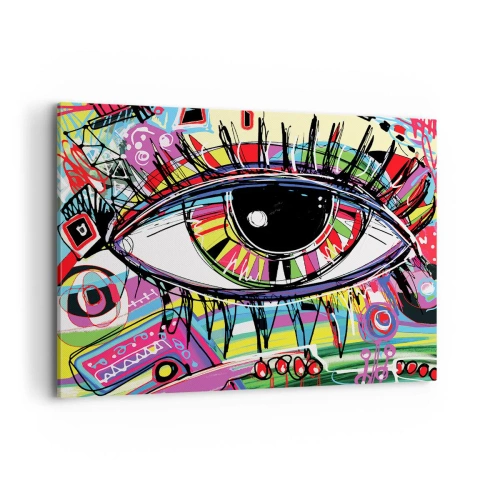 Bild auf Leinwand - Leinwandbild - Buntes abstraktes Graffiti-Auge - 120x80cm - Buntes Auge - bunte Seele - Moderne Wanddekoration für Wohnzimmer und Schlafzimmer ARTTOR
