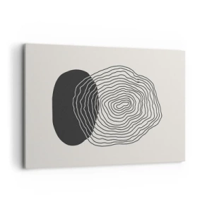 Bild auf Leinwand - Leinwandbild - Abstraktes Muster mit Linien und Formen in Schwarz und Weiß - 120x80cm - Dauer und Schwingung - Moderne Wanddekoration für Wohnzimmer und Schlafzimmer ARTTOR