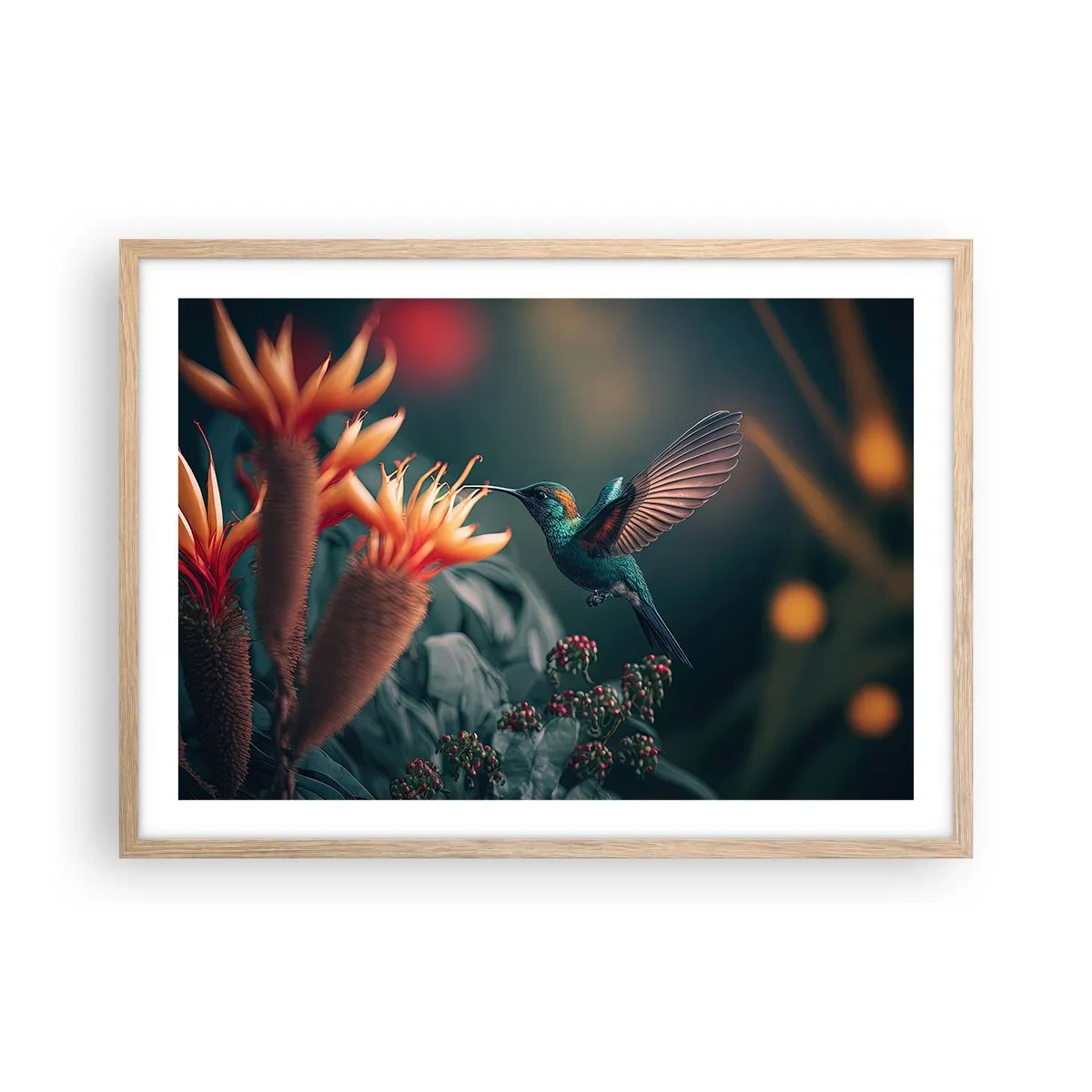 Poster in einem Rahmen aus heller Eiche - Wirklich buntes Leben - 70x50 cm