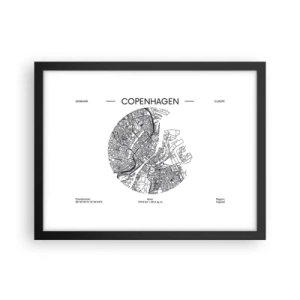 Poster in einem schwarzem Rahmen - Anatomie von Kopenhagen - 40x30 cm