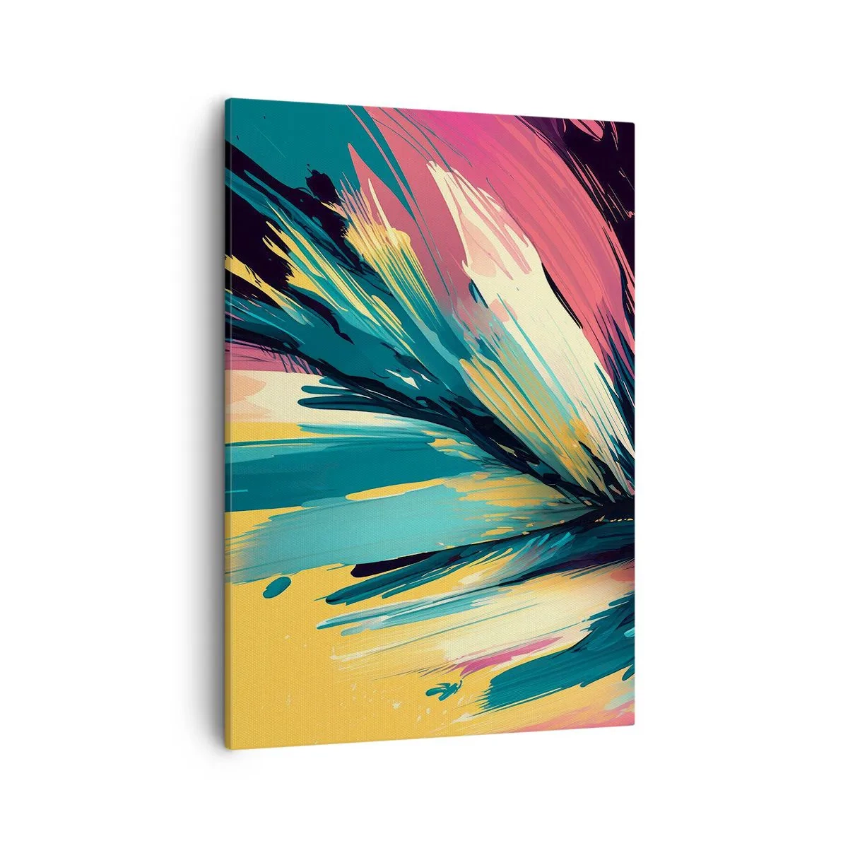 Bild auf Leinwand - Leinwandbild - Eine abstrakte Komposition in intensiven und kontrastreichen Farben. - 50x70cm - Komposition – eine Explosion der Freude - Moderne Wanddekoration für Wohnzimmer und Schlafzimmer ARTTOR