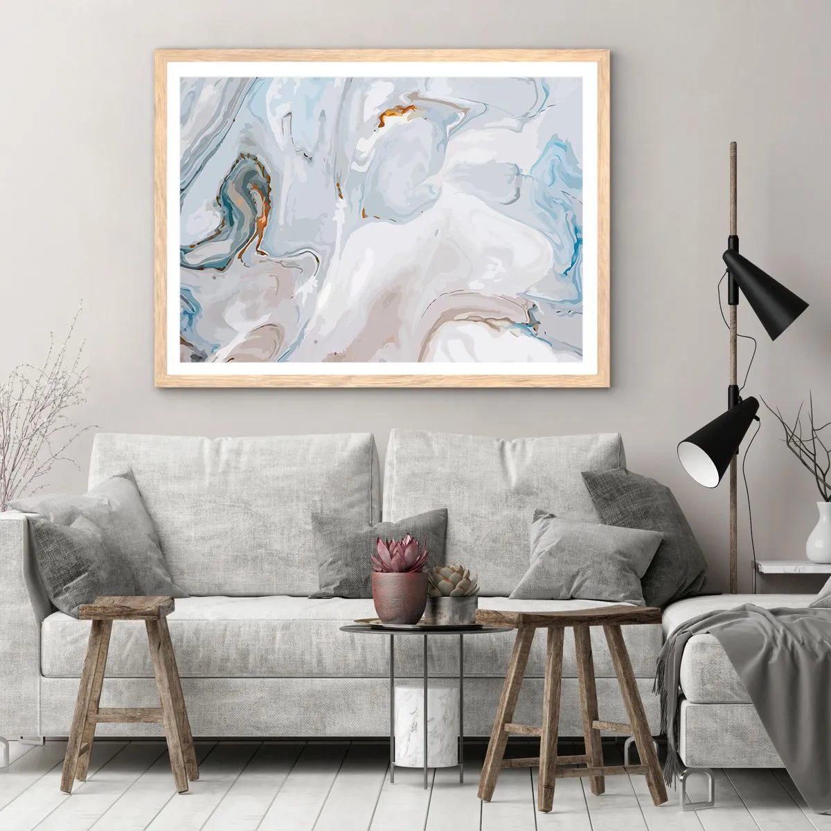 Poster in einem Rahmen aus heller Eiche - Das Weiß wird erhoben - 50x40 cm