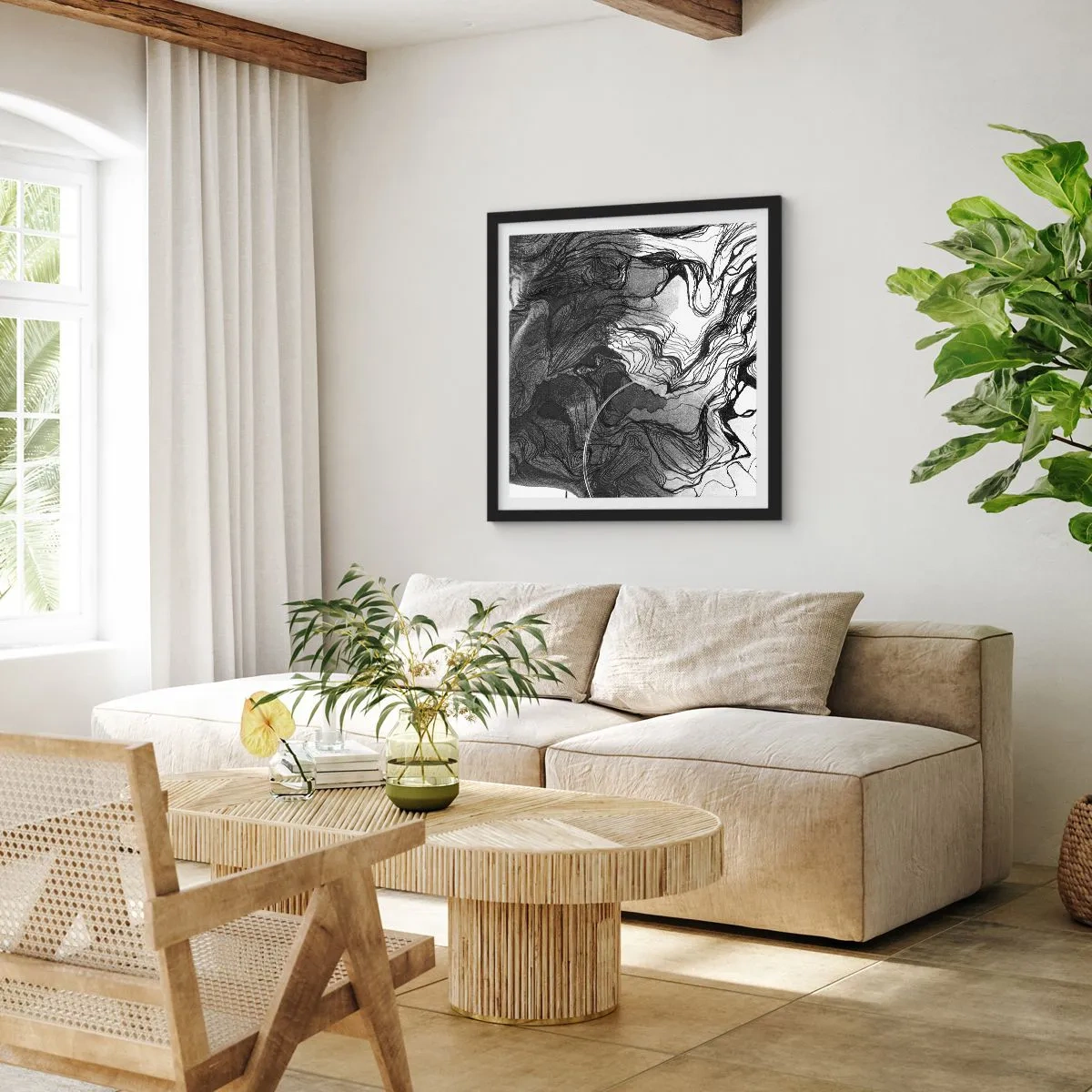 Poster in einem schwarzem Rahmen - Verstrickt in Träume - 50x50 cm