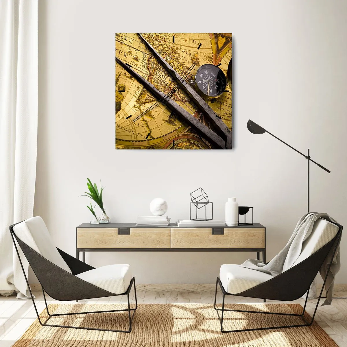 Wanduhr - Glasuhr - Wo sind diese Schätze? - 40x40 cm