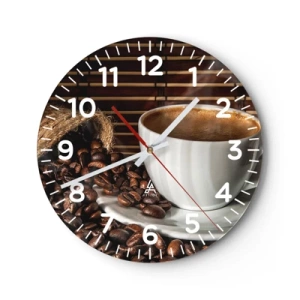 Wanduhr - Glasuhr - Die Schwärze von Kohle, die Klarheit von Bernstein - 40x40 cm