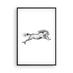 Poster in einem schwarzem Rahmen - Im Galopp festgehalten - 61x91 cm