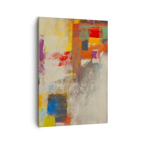 Bild auf Leinwand - Leinwandbild - Bunte Abstraktion mit geometrischen Formen - 50x70cm - Geometrie der Farben - Moderne Wanddekoration für Wohnzimmer und Schlafzimmer ARTTOR