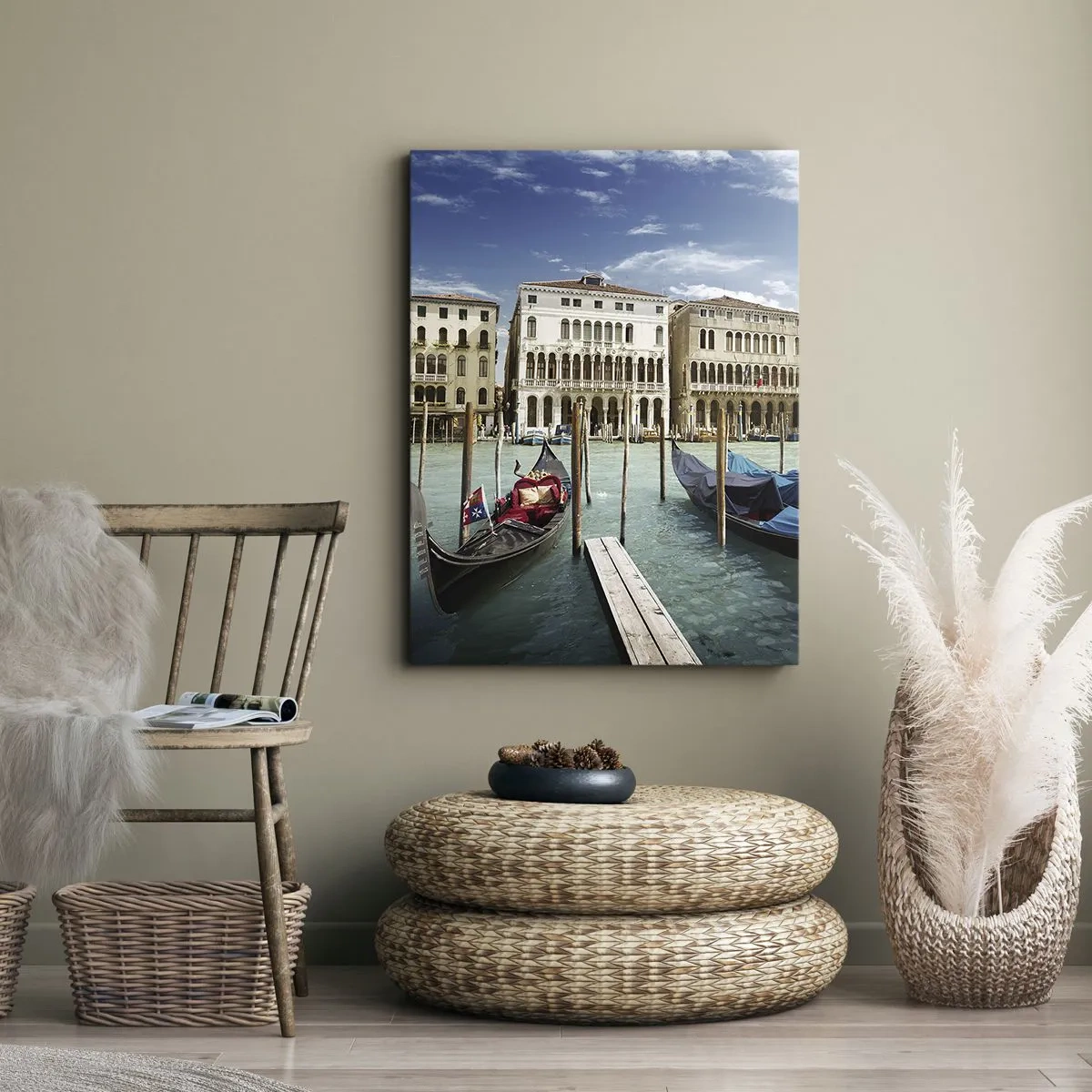 Bild auf Leinwand - Leinwandbild - Paläste in Blau - 45x80 cm