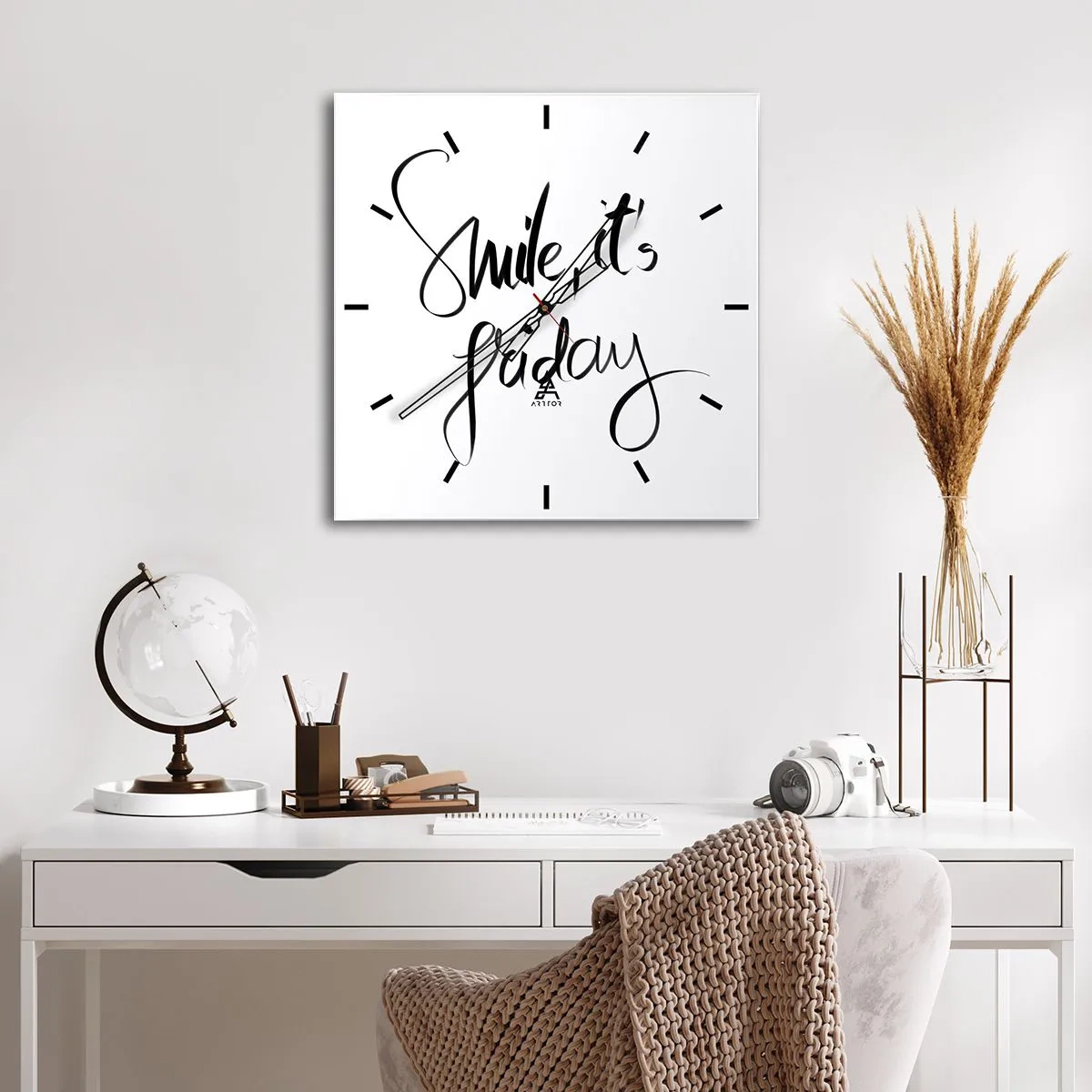 Wanduhr - Glasuhr - Echte Freude - 40x40 cm