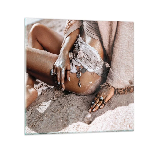 Glasbild - Bild auf glas - Von den Wellen geworfen? - 60x60 cm