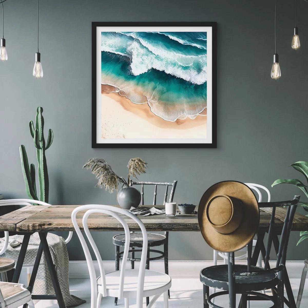 Poster in einem schwarzem Rahmen - Das ewige Treffen - 60x60 cm