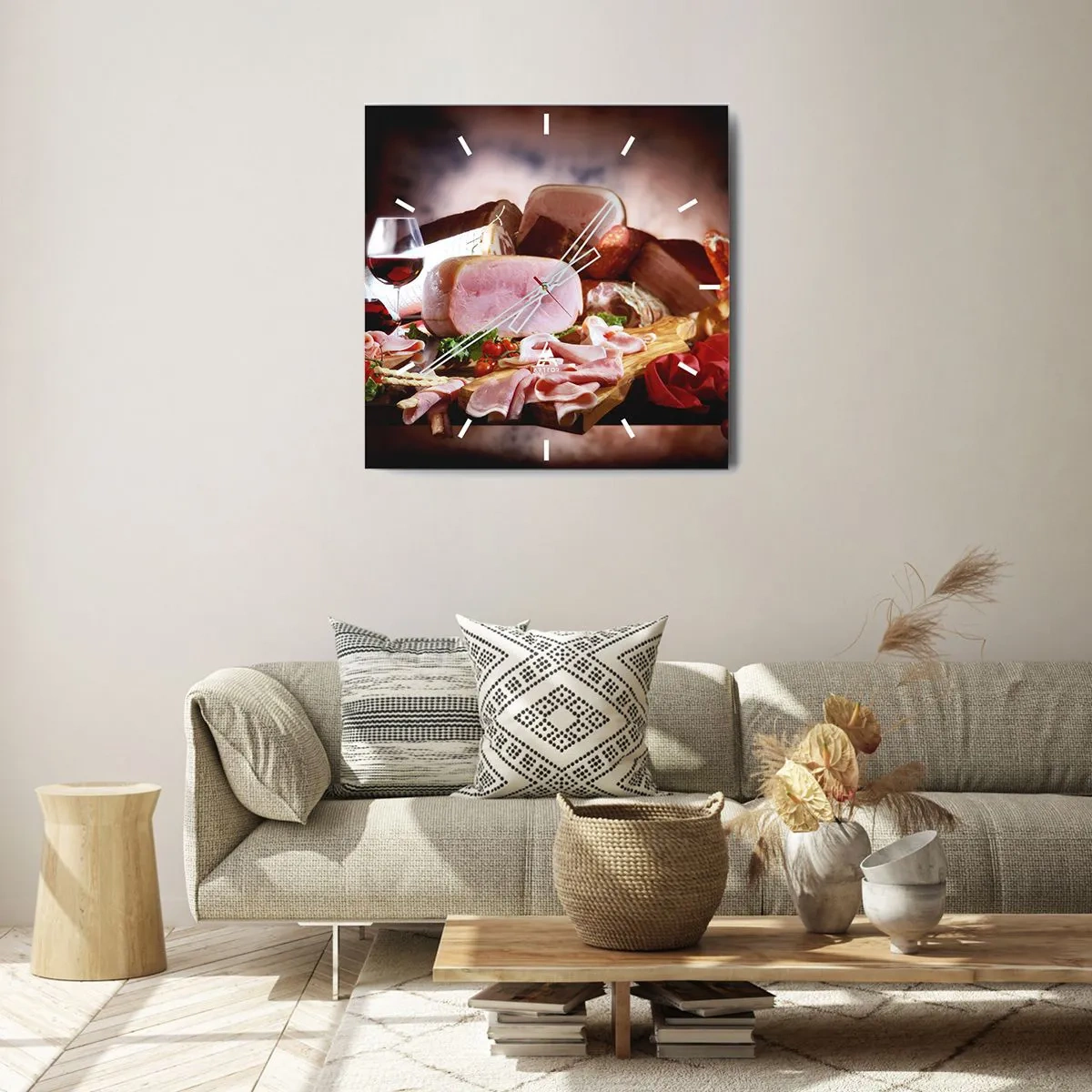 Wanduhr - Glasuhr - Ein kulinarischer Traum mit einer Karaffe - 30x30 cm