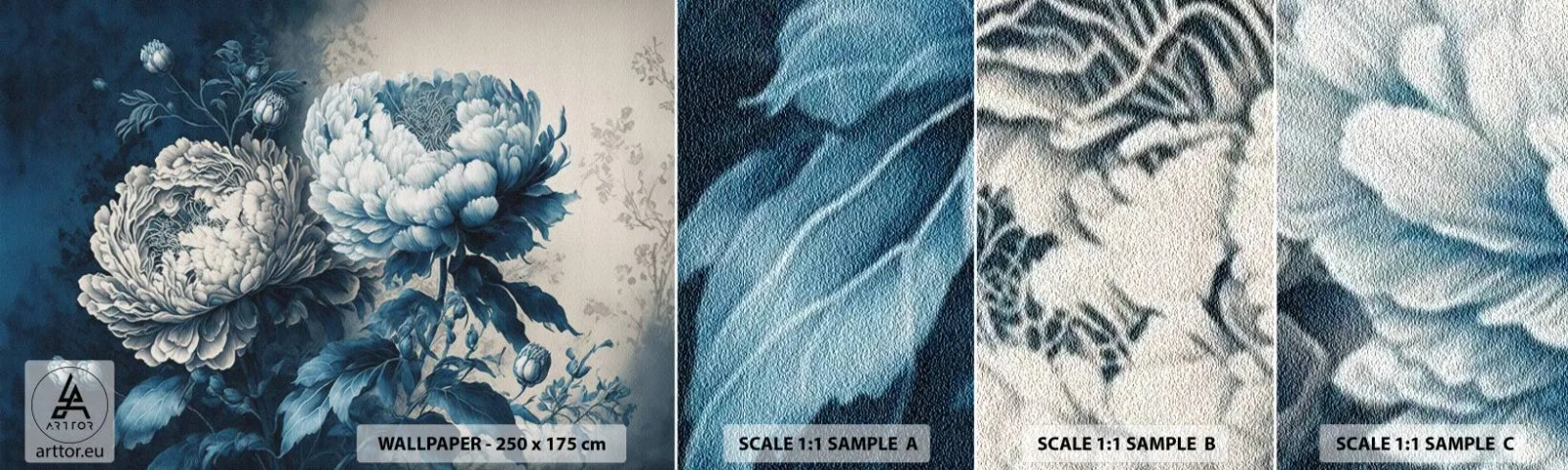 Fototapeten Muster Selbstklebend Deluxe Sticker - Passendes Paar - Blumen, Klassisch, Rokoko - 100x30 cm