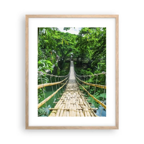Poster in einem Rahmen aus heller Eiche - Monkey Bridge über das Grün - 40x50 cm