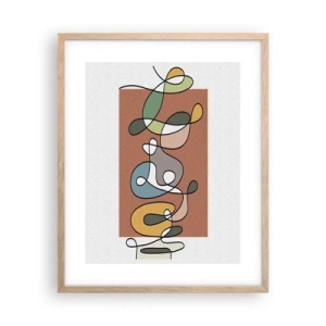 Poster in einem Rahmen aus heller Eiche - Abstraktion: bunter Tanz - 40x50 cm