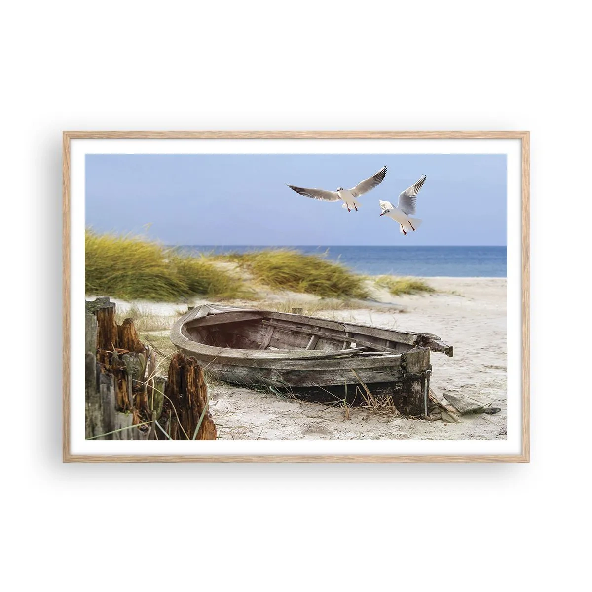 Poster in einem Rahmen aus heller Eiche - In Wind gebadet - 100x70 cm