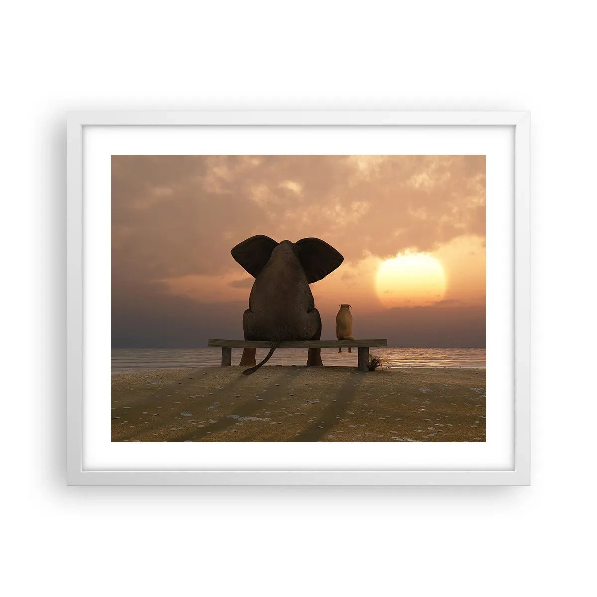 Poster in einem weißen Rahmen - Es tut gut zusammen zu schweigen - 50x40 cm