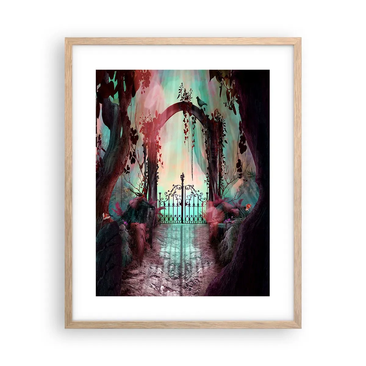 Poster in einem Rahmen aus heller Eiche - Geheimer Garten - 40x50 cm