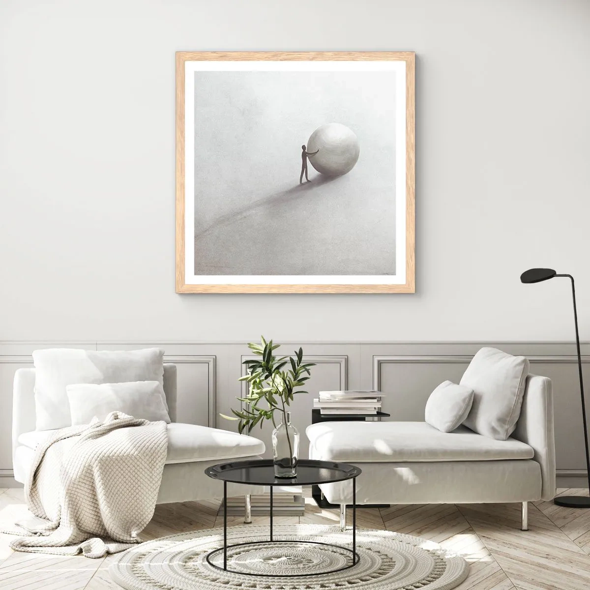 Poster in einem Rahmen aus heller Eiche - Das Spiel des Lebens - 50x50 cm