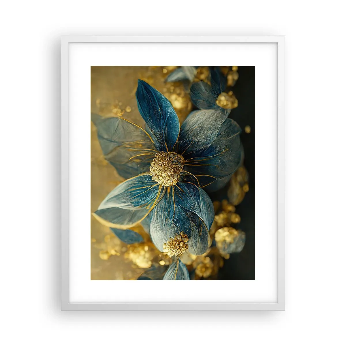 Poster in einem weißen Rahmen - Mit Gold blühen - 40x50 cm
