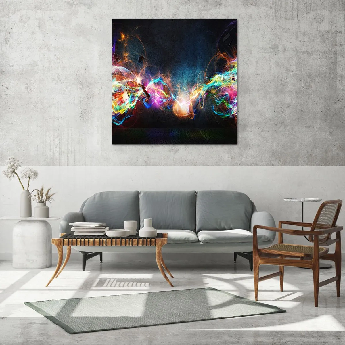 Glasbild - Bild auf glas - Freudig gegen die Dunkelheit - 70x70 cm