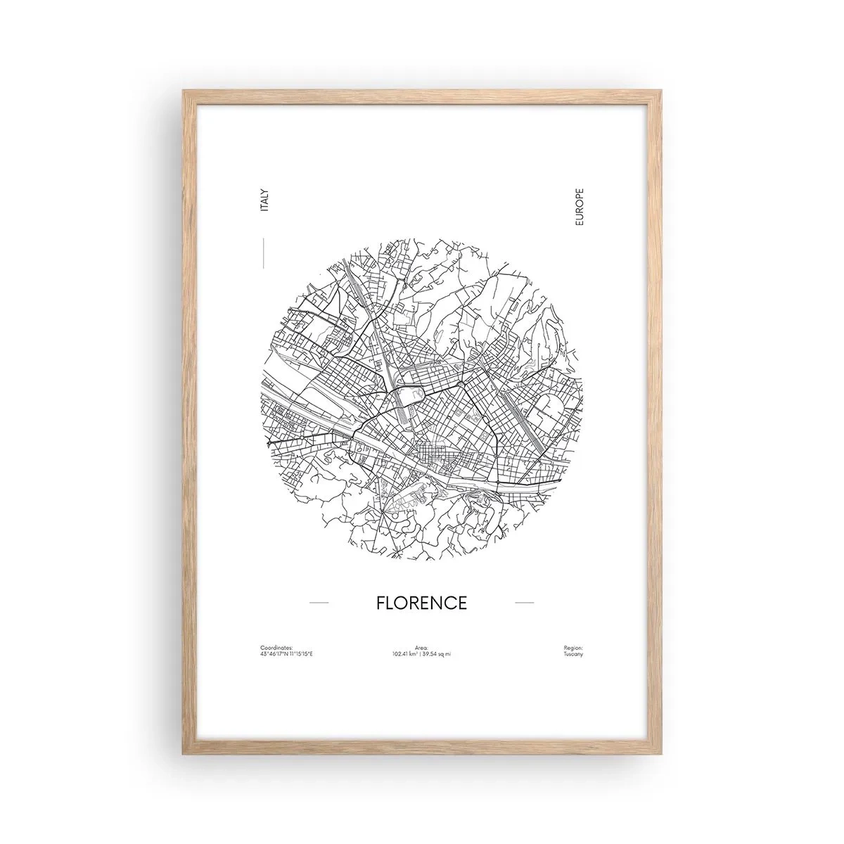 Poster in einem Rahmen aus heller Eiche - Anatomie von Florenz - 50x70 cm