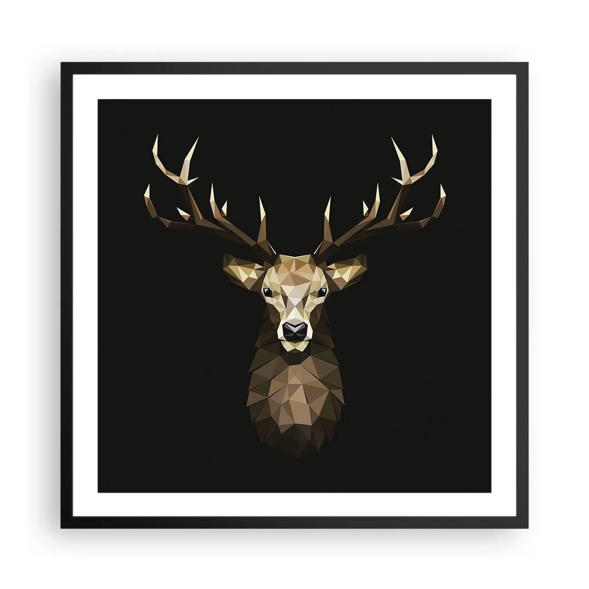 Poster in einem schwarzem Rahmen - Kubistischer Hirsch - 60x60 cm