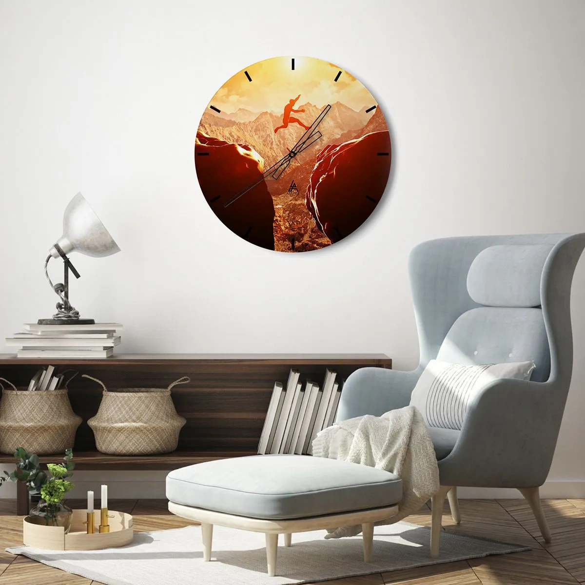 Wanduhr - Glasuhr - Grenzen überschreiten - 40x40 cm