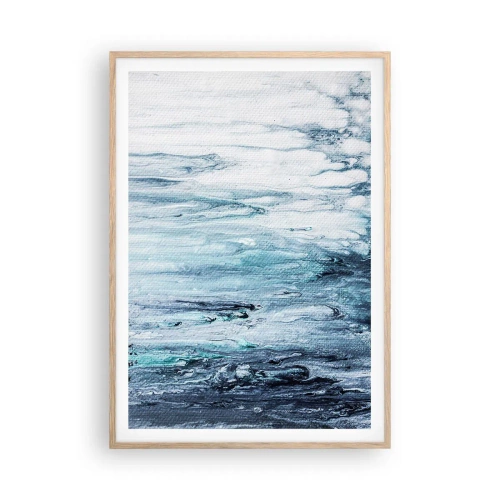 Poster in einem Rahmen aus heller Eiche - Blaue Eiszapfen - 70x100 cm